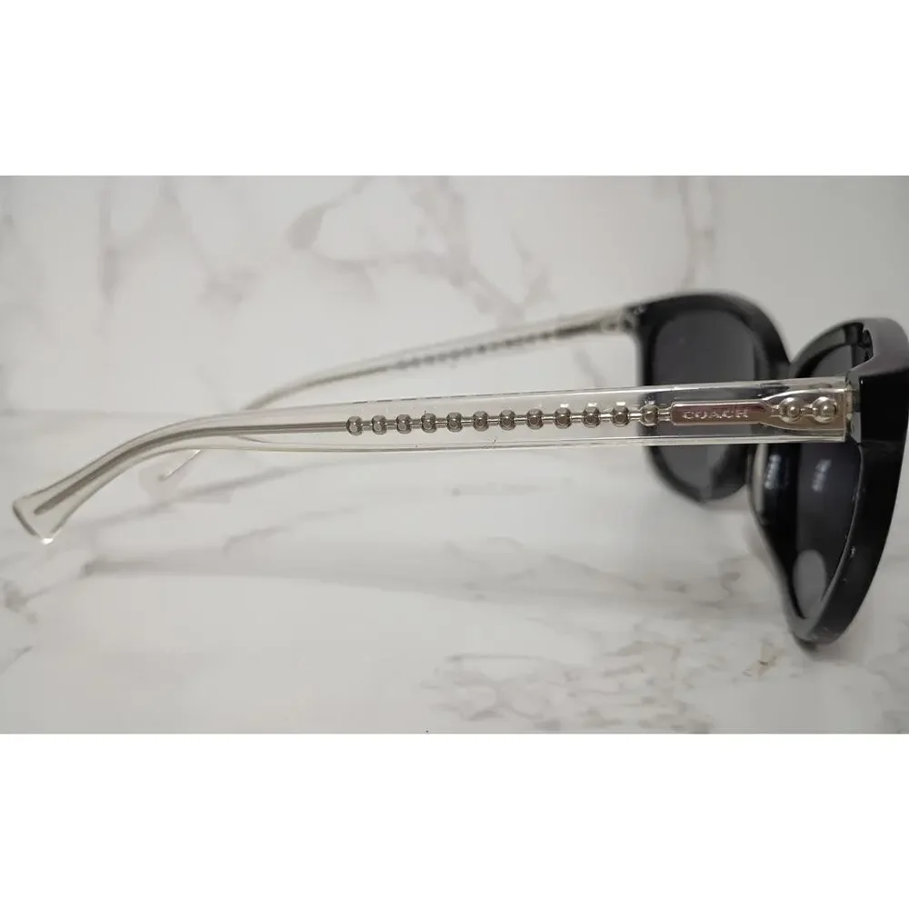 COACH Black Glitter & Crystal Cat Eye Sunglasses with Case - Picture 3 of 8